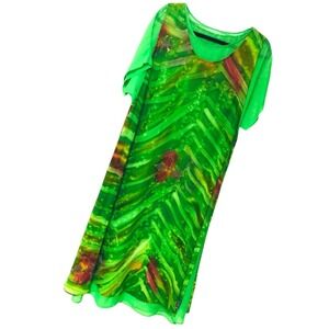 Vintage Y2K Kloz Lyne Overlay Maxi Dress Womens L Lounge Sheer Flowy Artsy Fairy